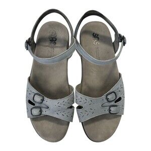 SAS Gray Nubuck Leather Slingback Comfort Sandals Womens 11W Adjustable USA